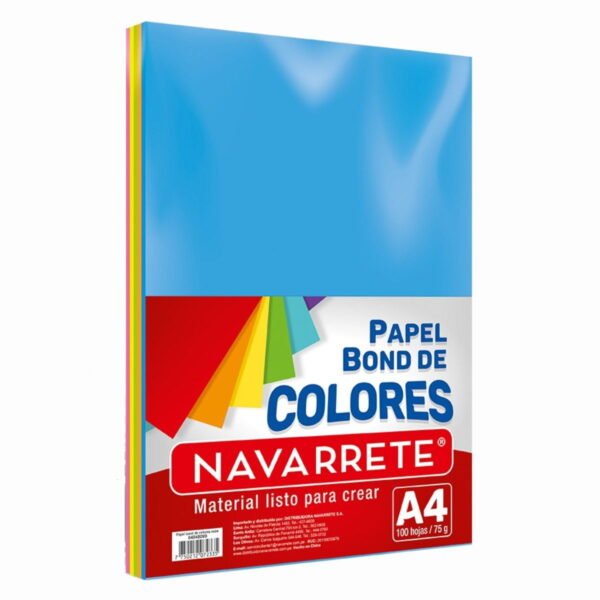 Papel bond de colores / 100 hojas / Navarrete